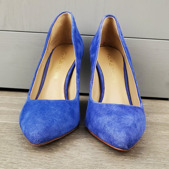 Pour La Victoire Blue Wedge Heels - Picture 1 of 8